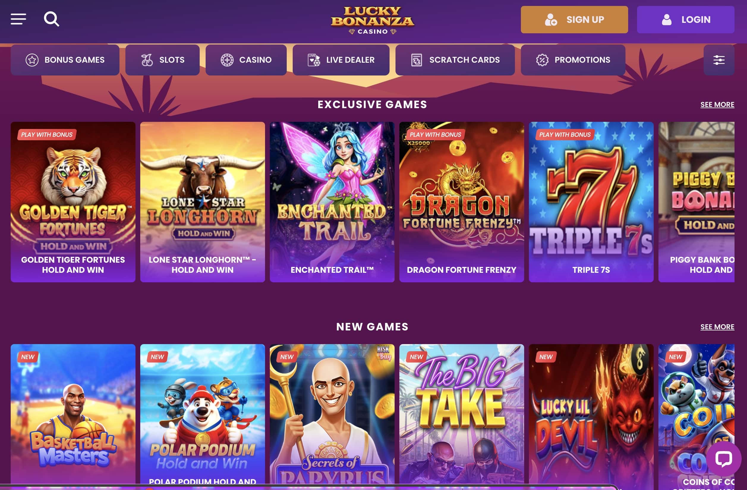LuckyBonanza Online Casino Screenshot